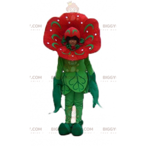 Kæmpe tulipan, rød og grøn blomst BIGGYMONKEY™ maskotkostume -