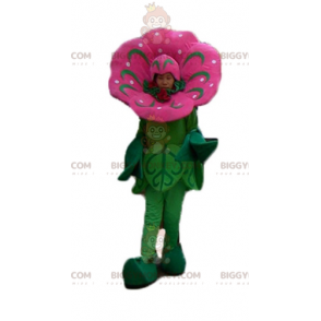 Costume de mascotte BIGGYMONKEY™ de fleur rose et verte