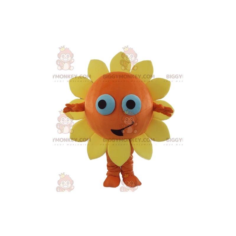 Fantasia de mascote BIGGYMONKEY™ com flor laranja e amarela