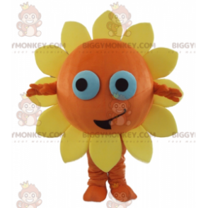 Fantasia de mascote BIGGYMONKEY™ com flor laranja e amarela