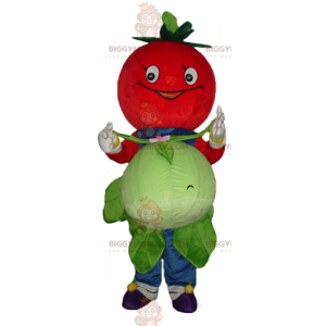 BIGGYMONKEY™ leende röd tomat med blomkålsmaskotdräkt -