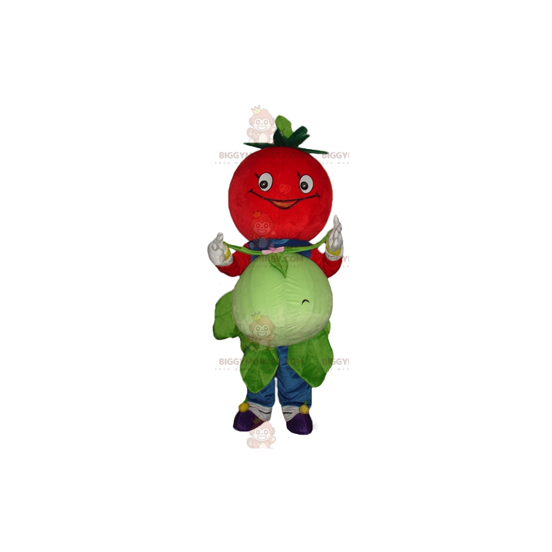 BIGGYMONKEY™ Costume da mascotte sorridente di pomodoro rosso