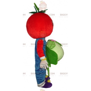 BIGGYMONKEY™ leende röd tomat med blomkålsmaskotdräkt -