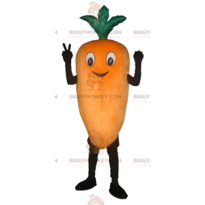 Costume da mascotte gigante sorridente carota arancione