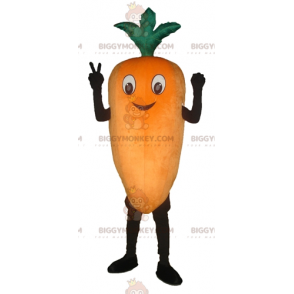 Costume da mascotte gigante sorridente carota arancione