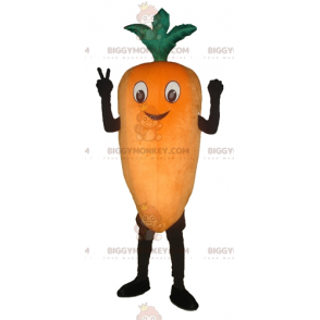 Fantasia de mascote gigante de cenoura laranja sorridente