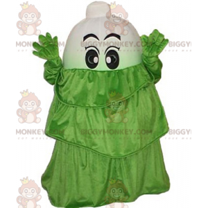 Traje de mascote branco vegetal alho-poró BIGGYMONKEY™ com