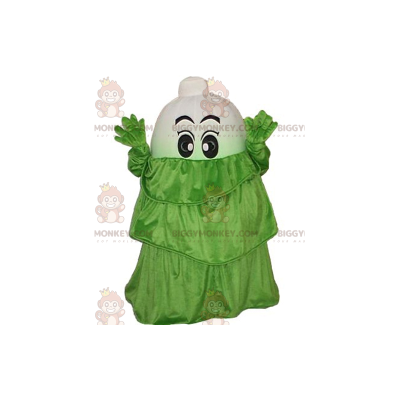 Traje de mascote branco vegetal alho-poró BIGGYMONKEY™ com