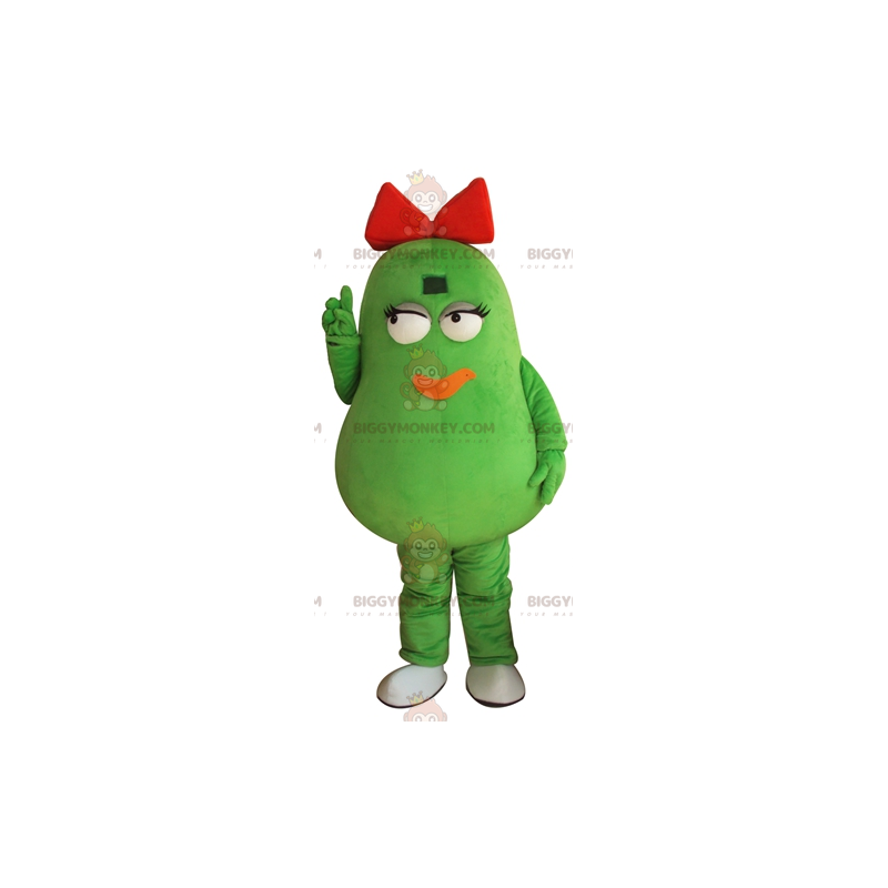 BIGGYMONKEY™ maskottiasu Giant Green Potato Bean punaisella