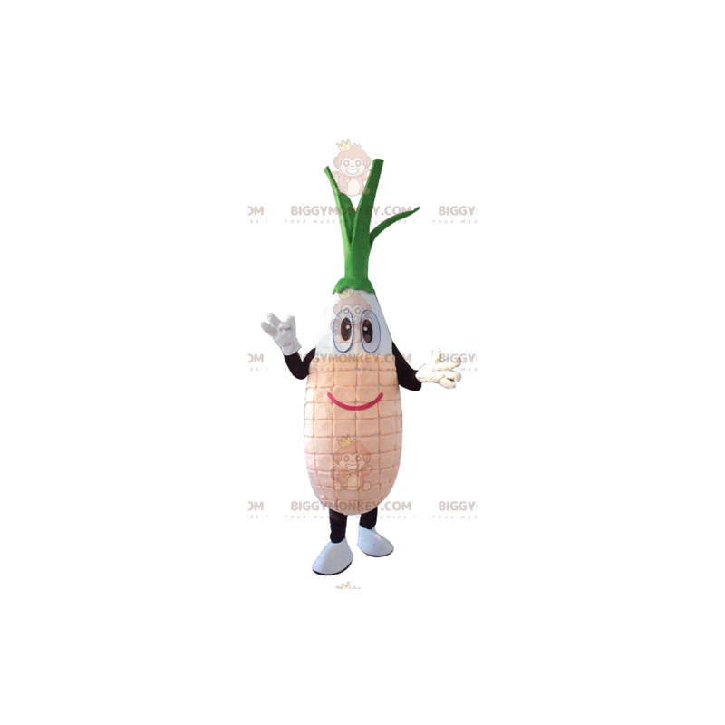 BIGGYMONKEY™ Costume mascotte porro vegetale bianco rosa e