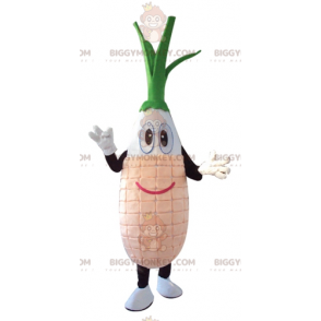 BIGGYMONKEY™ Costume mascotte porro vegetale bianco rosa e