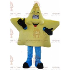 Bonito disfraz de mascota de estrella amarilla gigante