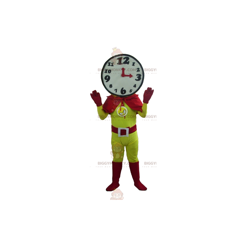 BIGGYMONKEY™ Superhelden-Maskottchen-Kostüm mit Uhrenkopf -