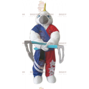Disfraz de mascota White Parrot BIGGYMONKEY™ con escudo y 2