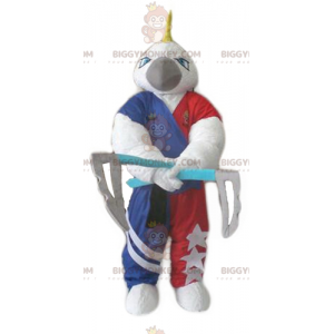 White Parrot BIGGYMONKEY™ Mascot Costume with Crest and 2 Axes