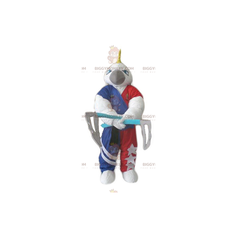 White Parrot BIGGYMONKEY™ Mascot Costume with Crest and 2 Axes