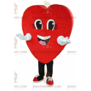 Kostium maskotki uśmiechniętego gigantycznego czerwonego serca
