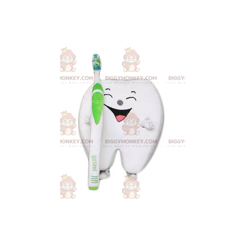 BIGGYMONKEY™ Mascot Costume Giant Laughing White Tooth With