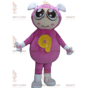 BIGGYMONKEY™-mascottekostuum voor meisjes met roze jumpsuit met