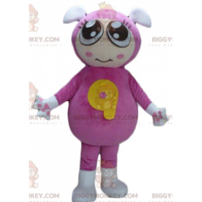 BIGGYMONKEY™-mascottekostuum voor meisjes met roze jumpsuit met