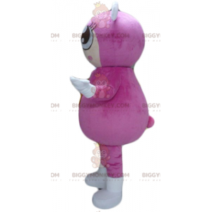Dívčí kostým maskota BIGGYMONKEY™ s růžovým overalem se 2 ušima