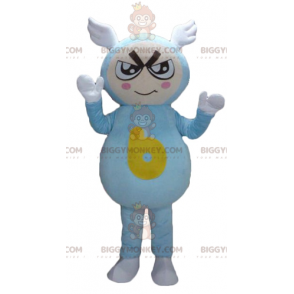 BIGGYMONKEY™ mascot costume for boy in blue outfit with wings