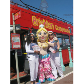 Süßes blondes Meerjungfrau BIGGYMONKEY™ Maskottchen Kostüm -