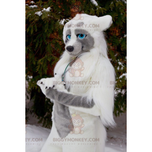 Costume da mascotte cane lupo dagli occhi blu BIGGYMONKEY™ -