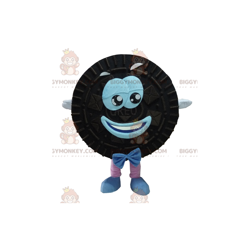 Smilende rund sort og blå kage Oreo BIGGYMONKEY™ maskotkostume