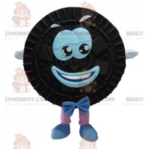 Leende rund svart och blå tårta Oreo BIGGYMONKEY™ maskotdräkt -