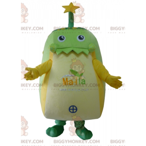 BIGGYMONKEY™ Giant Yellow Polka Dot Green Man Mascot Costume -