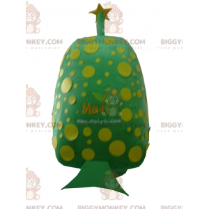 Costume de mascotte BIGGYMONKEY™ de bonhomme vert à pois jaunes