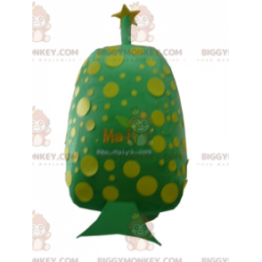BIGGYMONKEY™ jättiläinen keltainen pilkkuvihreä maskottiasu -