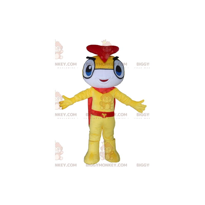 Traje de mascote de inseto boneco de neve amarelo branco e