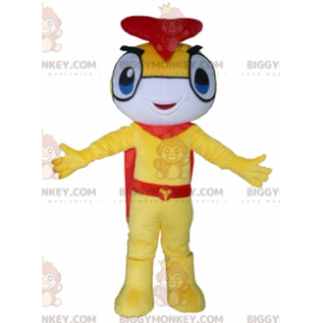 Traje de mascote de inseto boneco de neve amarelo branco e