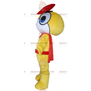 BIGGYMONKEY™ Geel Wit en Rood Sneeuwman Insect Mascotte Kostuum