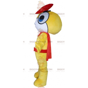 Traje de mascote de inseto boneco de neve amarelo branco e