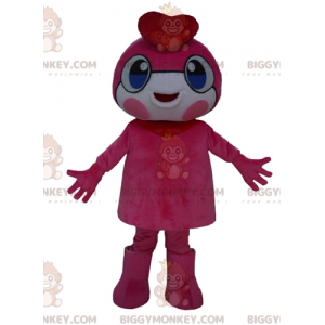 BIGGYMONKEY™ Maskottchenkostüm Rosa Mann mit blauen Augen und