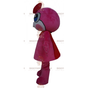 Traje de mascote BIGGYMONKEY™ Pink Man com olhos azuis e boina