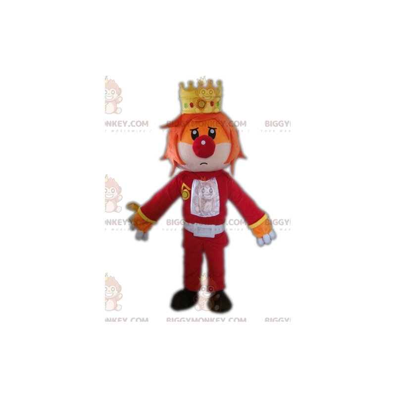 King BIGGYMONKEY™ Mascot Costume with Crown and Clown Nose –