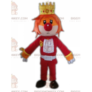 King BIGGYMONKEY™ maskotdräkt med kron- och clownnäsa -