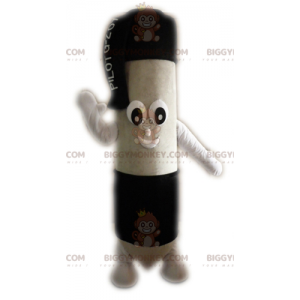 Costume de mascotte BIGGYMONKEY™ de stylo bille noir et blanc