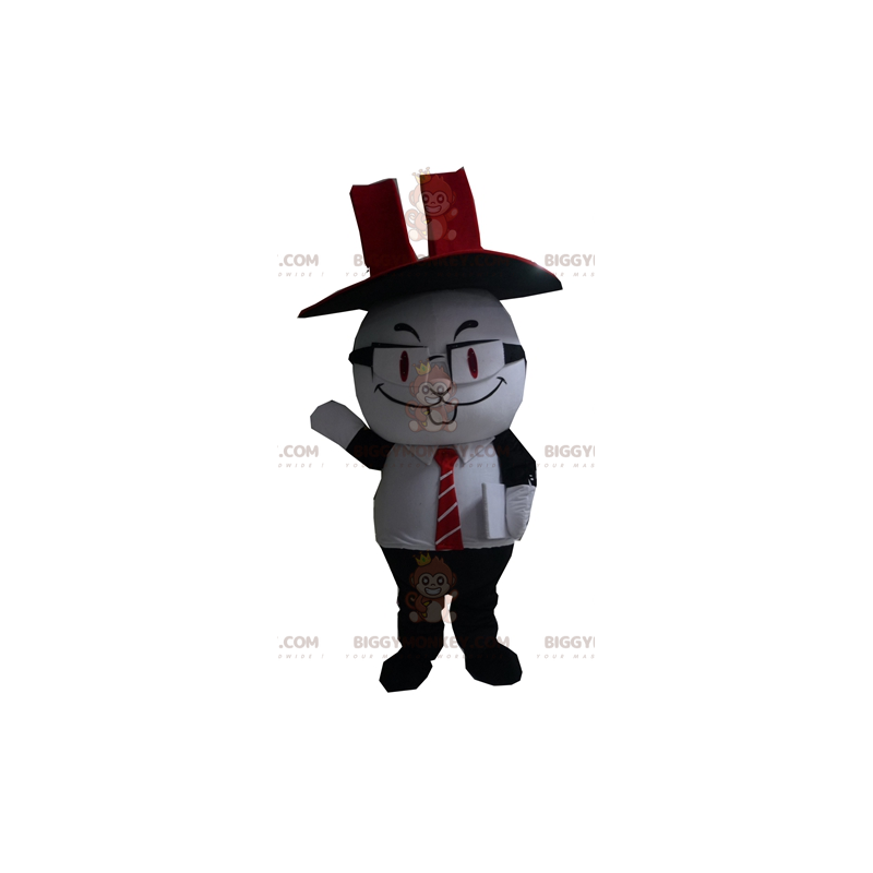 Black and White Rabbit BIGGYMONKEY™ Mascot Costume with Top Hat