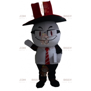 Zwart-wit konijn BIGGYMONKEY™ mascottekostuum met hoge hoed -