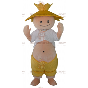 Disfraz de mascota de sombrero de paja de granjero BIGGYMONKEY™