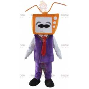 Traje de mascote de homem BIGGYMONKEY™ com cabeça de TV –