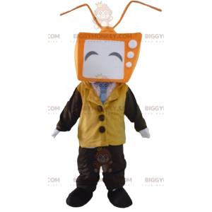 Kostým maskota muže BIGGYMONKEY™ s hlavou ve tvaru TV –