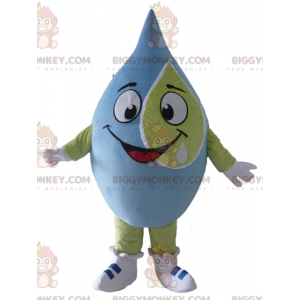 Costume de mascotte BIGGYMONKEY™ de goutte géante bleue et