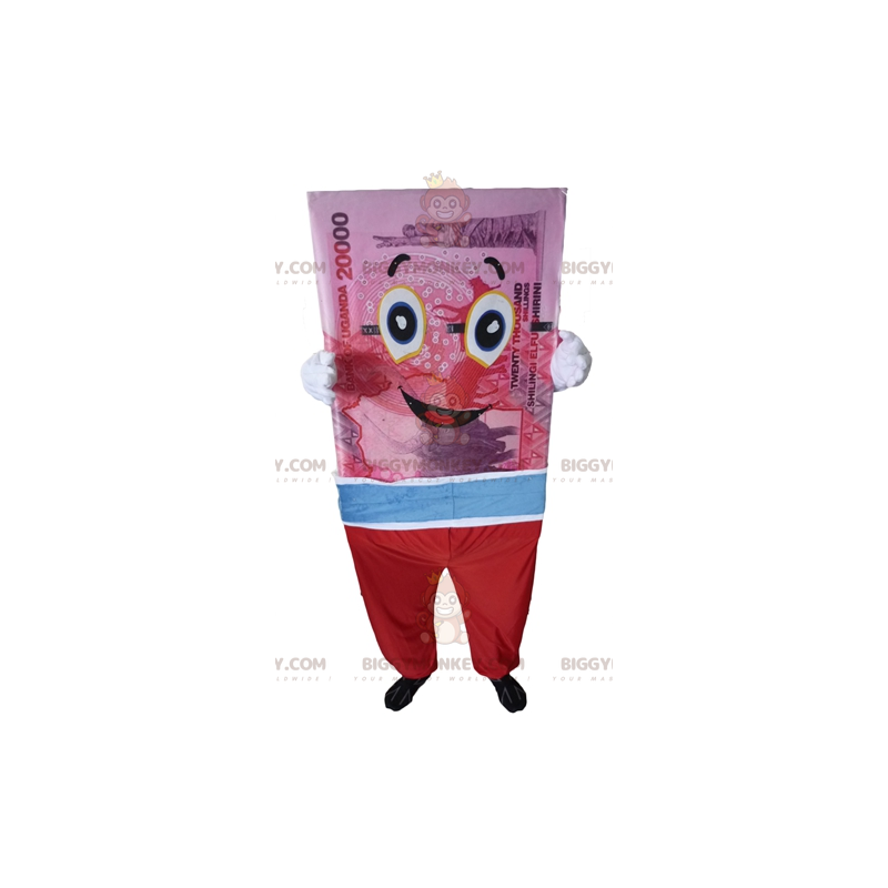 Costume de mascotte BIGGYMONKEY™ de billet de banque géant rose
