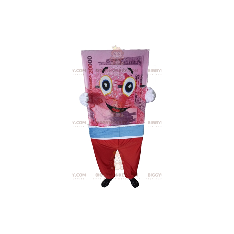 Costume mascotte BIGGYMONKEY™ di banconote giganti rosa blu e